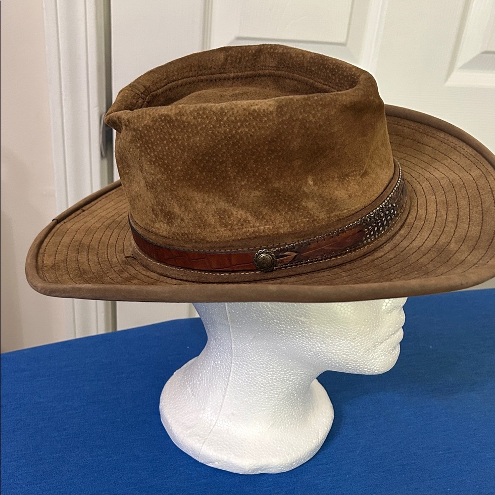 Men's Brown Leather Band Hat
